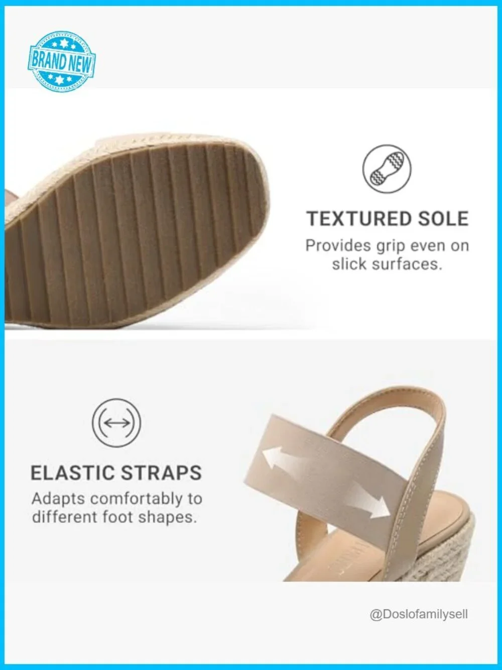 Open Toe Espadrilles Platform Wedges Sandals Dressy Summer Slip On Elastic